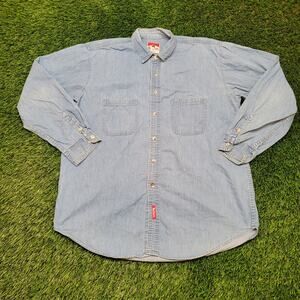 Vintage Marlboro Denim Button Shirt XL 25x33 90s Baggy Oversized USA 90s